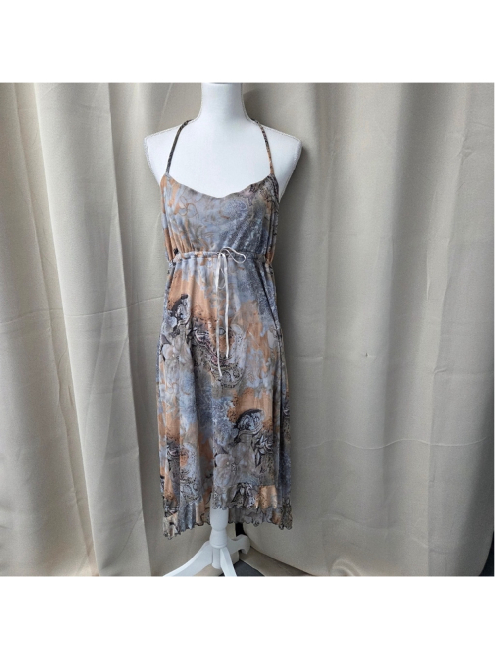 Miss California Women's Midi Dress Gray Brown Summer Size XL